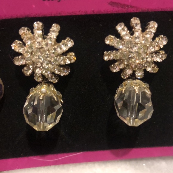 Vintage Starburst with Cut Crystal Round Drop, NWT - Picture 2 of 4